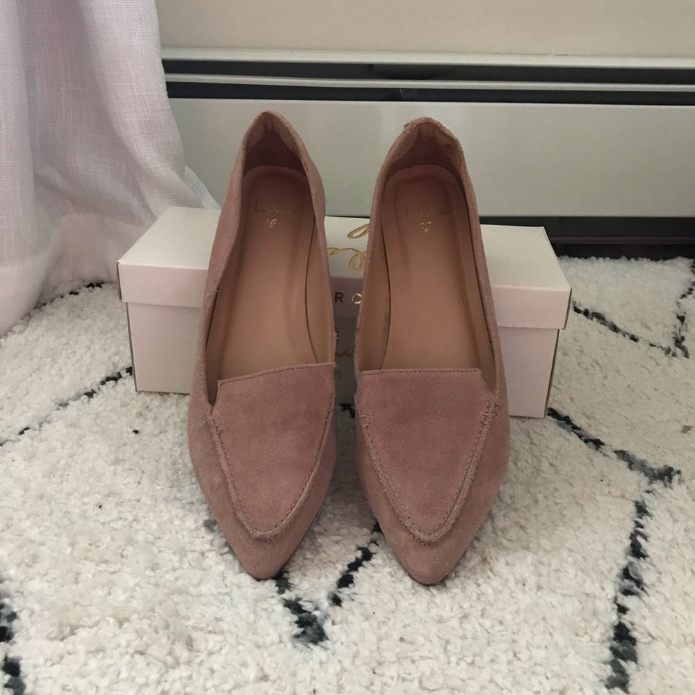 Emmy Leather Mauve Suede Pointed-Toe Loafers